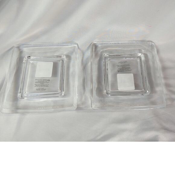 Pair of Glass Pillar Candle Holder Plates 6.5" Square - Picture 5 of 5